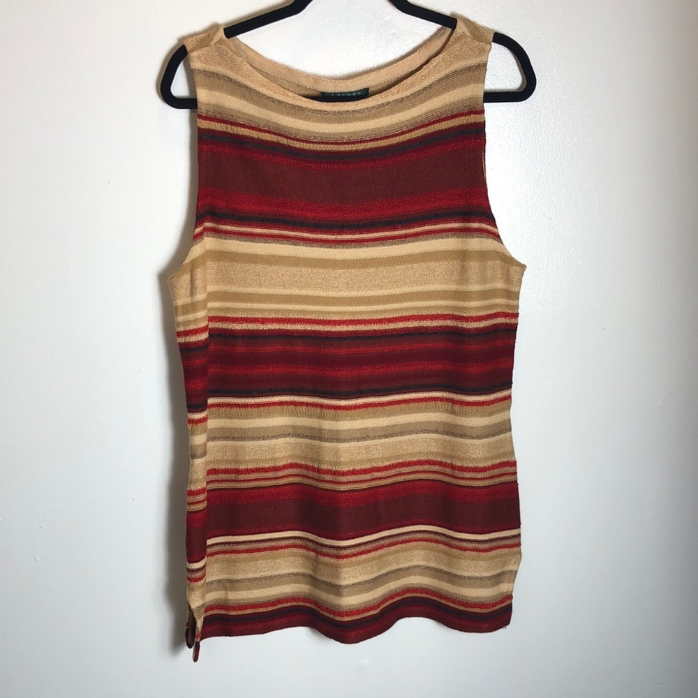 Ralph Lauren Women’s Linen Cotton Blend Dress or Top XL Striped Desert Red
